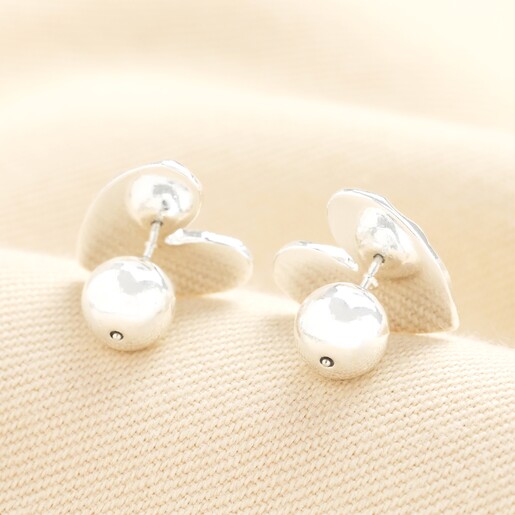 Molten Heart Stud Earrings in Silver