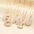 F,G,H,I, J Initial Diamante Pendant Necklace in Gold