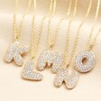 J,K,L,M,N,O Initial Diamante Pendant Necklace in Gold