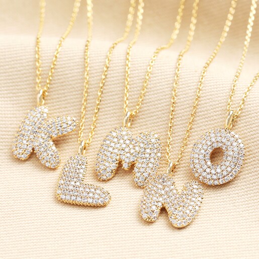 J,K,L,M,N,O Pendants J,K,L,M,N,O Initial Diamante Pendant Necklace in Gold