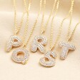 P, Q, R, S, T Initial Diamante Pendant Necklace in Gold