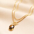 Semi-Precious T-Bar Tiger's Eye Layered Pendant Necklace in Gold