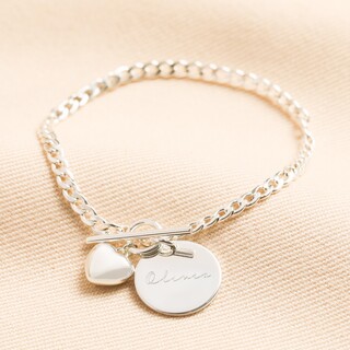 Personalised Small Toggle and Heart Charm Bracelet