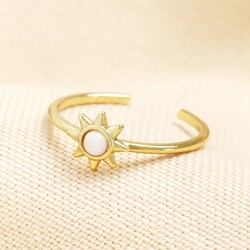 Adjustable Semi-Precious Opalite Sun Ring in Gold