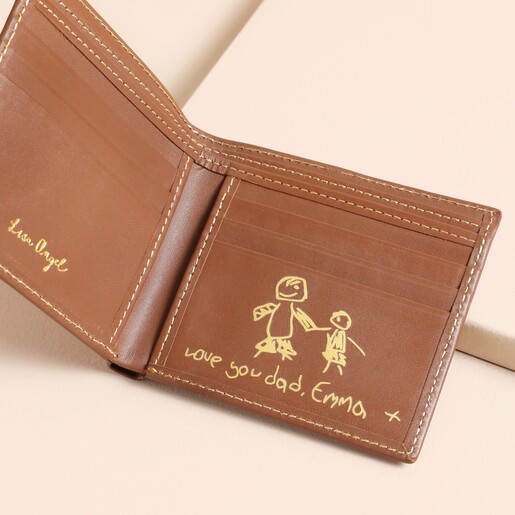Personalised Brown Wallet Brown Personalised Handwritten Men's Leather Wallet