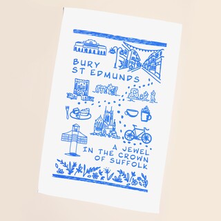 Bury St Edmunds Sketch Tea Towel