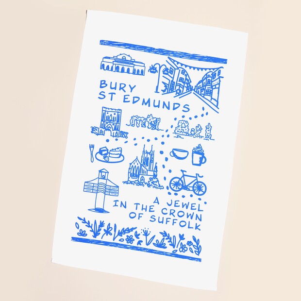 Bury St Edmunds Sketch Tea Towel Bury St Edmunds Sketch Tea Towel