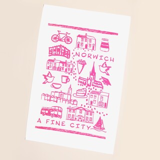 Norwich Sketch Tea Towel