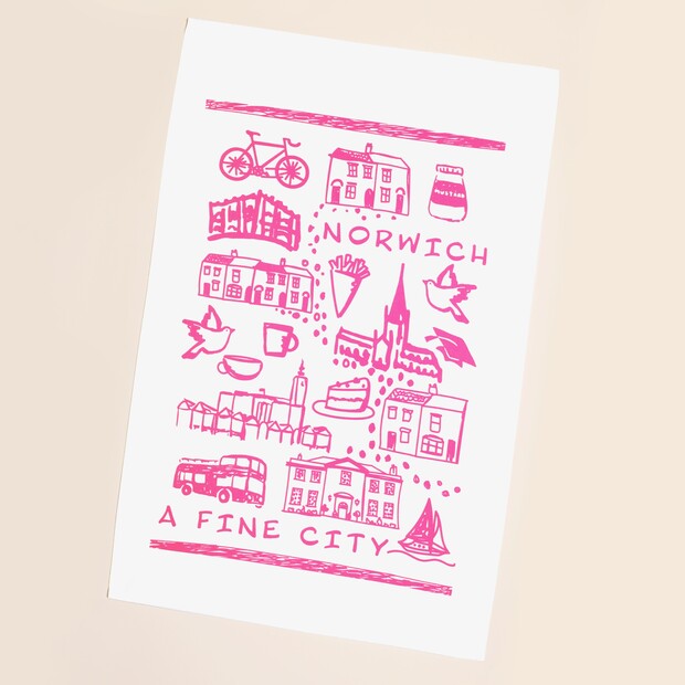 Norwich Sketch Tea Towel Norwich Sketch Tea Towel
