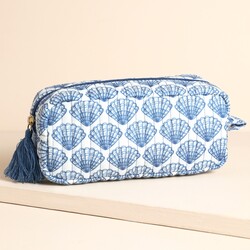 Small Navy Scallop Shell Make Up bag