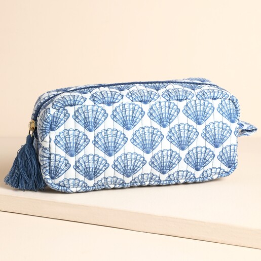 Small Navy Scallop Shell Washbag