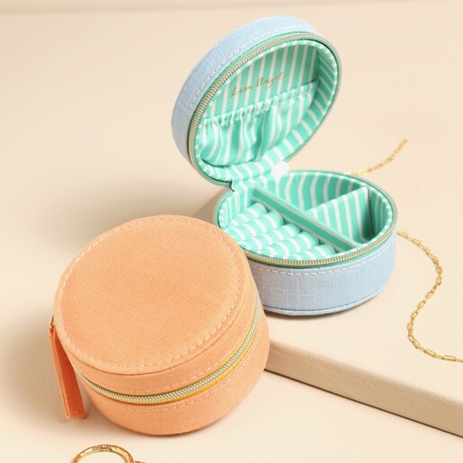 Mini Round Jewellery Case in Sky Blue Mini Round Jewellery Case in Sky Blue