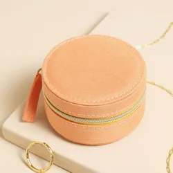 Mini Round Jewellery Case in Tangerine