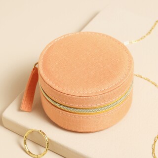 Mini Round Jewellery Case in Tangerine