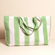 Wide Pink and Green Striped Tote Bag 
