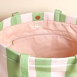 Wide Pink and Green Striped Tote Bag 