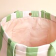 Wide Pink and Green Striped Tote Bag 