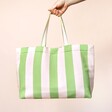 Wide Pink and Green Striped Tote Bag 