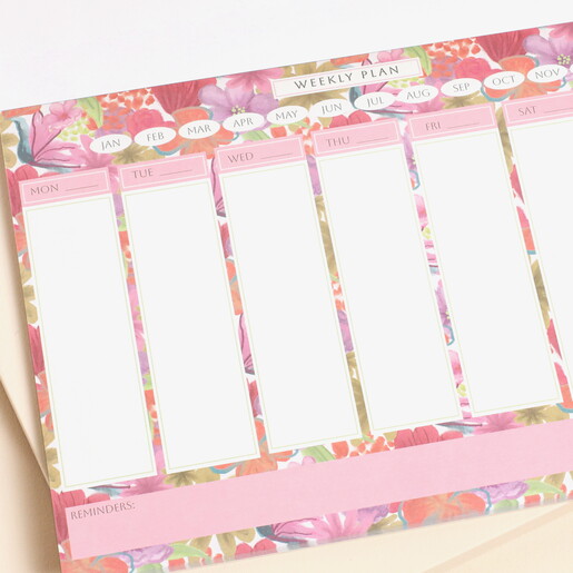 Close up of Bright Floral Desktop Weekly Planner