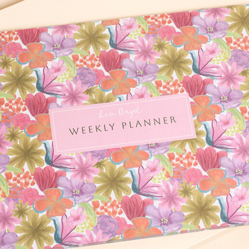 Close up of Bright Floral Desktop Weekly Planner