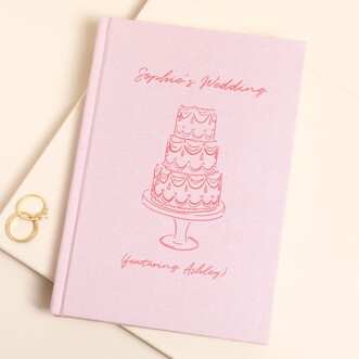 Personalised Name Wedding Cake Fabric Notebook in Pink