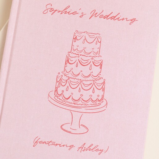 Personalised Name Wedding Cake Fabric Notebook in Pink
