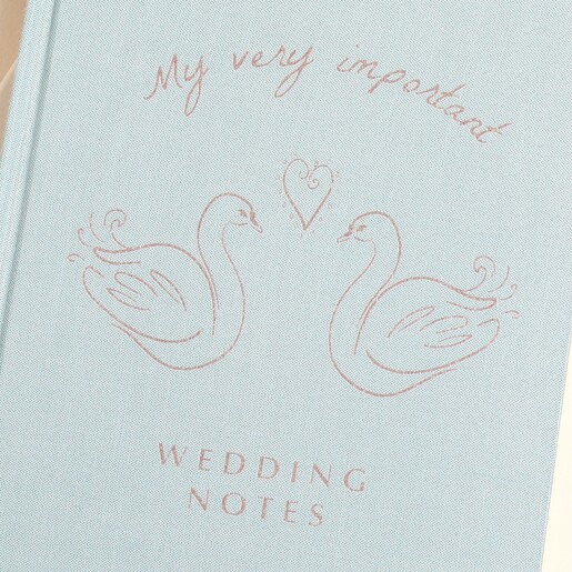 Swan Wedding Fabric Notebook in Blue