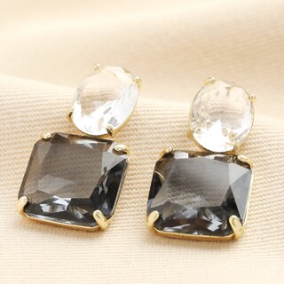 Big Metal London Aura Allure Crystal Blue Stone Cut Earrings