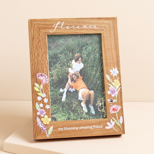 Personalised Floral Oak Photo Frame Personalised Floral Oak Photo Frame
