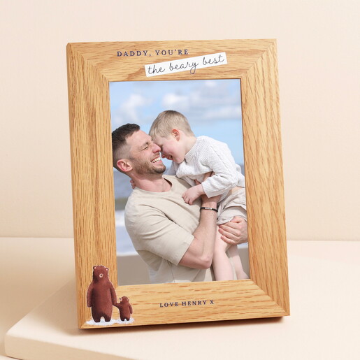 Personalised Daddy Bear Oak Photo Frame