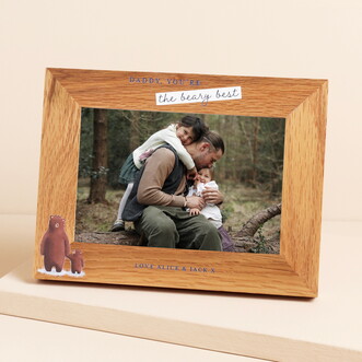 Personalised Daddy Bear Oak Photo Frame
