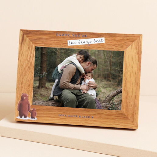 Personalised Daddy Bear Oak Photo Frame