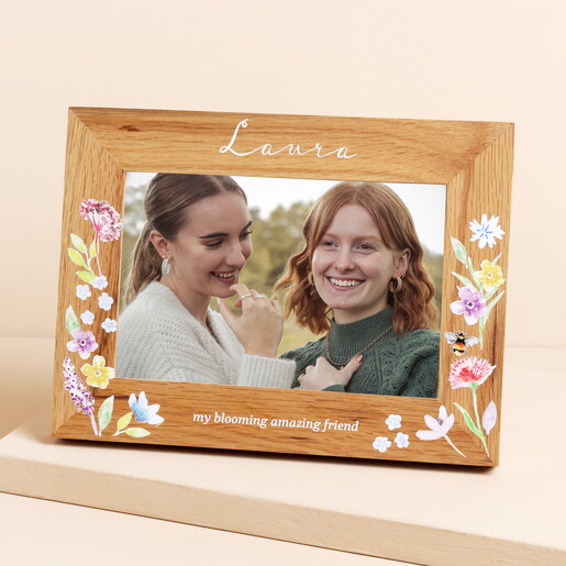 Personalised Floral Oak Photo Frame Personalised Floral Oak Photo Frame
