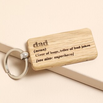 Loft 'Dad' Oak Rectangular Keyring