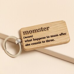 Loft 'Momster' Oak Rectangular Keyring