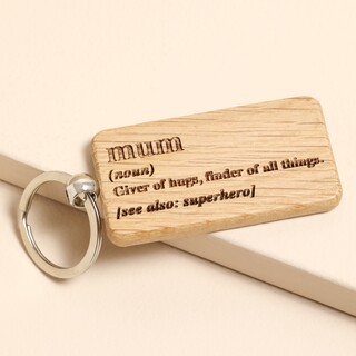 Loft 'Mum' Oak Rectangular Keyring