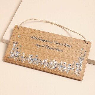 Personalised Floral Oak Hanging Wooden Sign