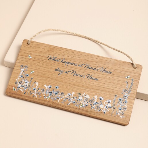 Personalised Floral Oak Hanging Wooden Sign Personalised Floral Oak Hanging Wooden Sign