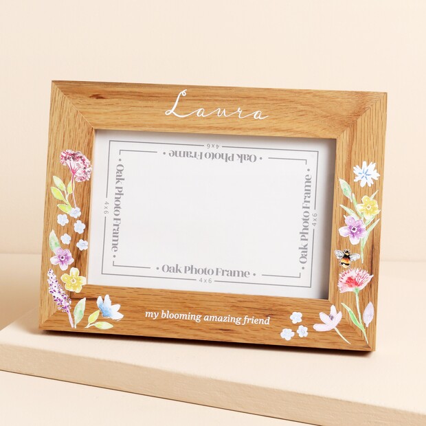 Personalised Floral Oak Photo Frame Personalised Floral Oak Photo Frame