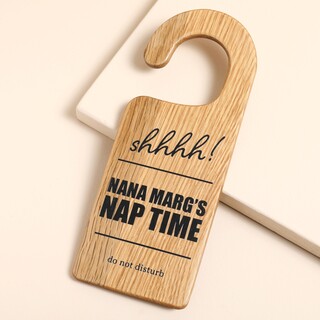 Personalised Nap Time Oak Door Hanger