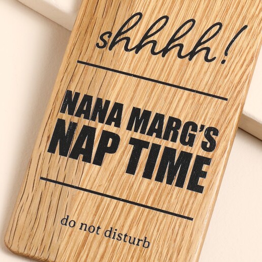 Personalised Nap Time Oak Door Hanger