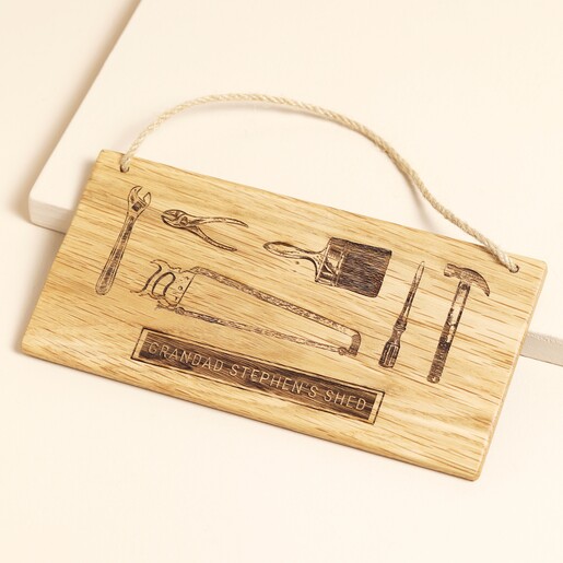 Personalised Oak Shed Hanging Sign