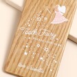 Close Up of Personalised Tooth Fairy Oak Door Hanger