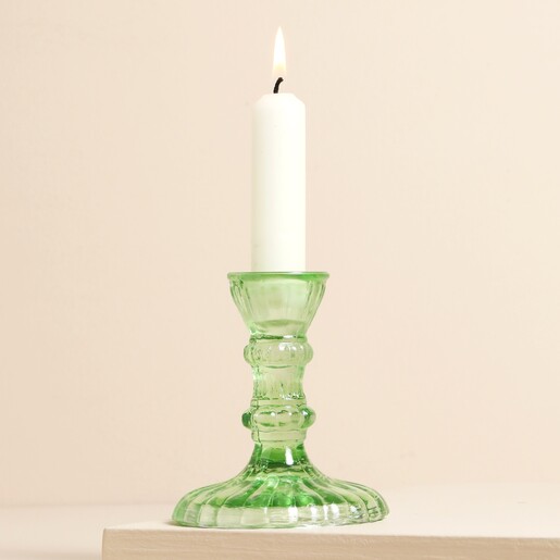 Casa Verde Leela Spring Green Glass Candlestick 