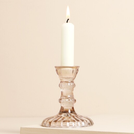 Casa Verde Leela Vintage Pink Glass Candlestick