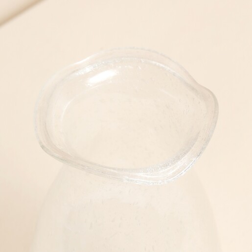 Close Up of Casa Verde Ribbed Clear Glass Vase