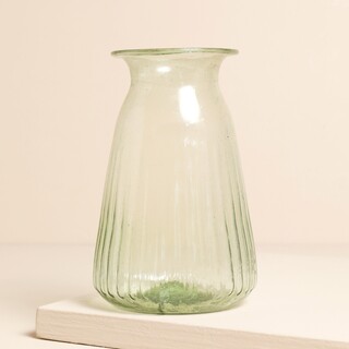 Casa Verde Ribbed Green Glass Posy Vase