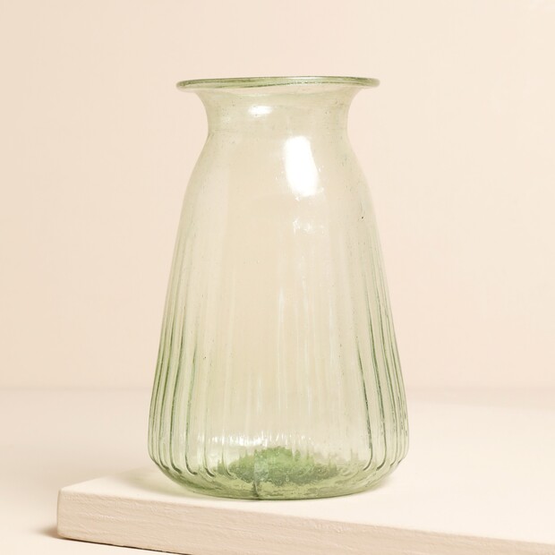 Casa Verde Ribbed Green Glass Posy Vase Casa Verde Ribbed Green Glass Posy Vase