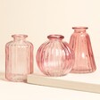 Set of 3 Pink Glass Bud Vases 