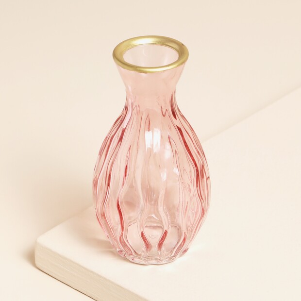 Sass & Belle Gold Rim Pink Glass Bud Vase Sass & Belle Gold Rim Pink Glass Bud Vase